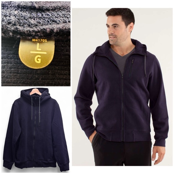 lululemon athletica Other - Lululemon Sequence Hoodie Cotton Fleece Ribbed Inset Panel Zip Pocket Black Swan